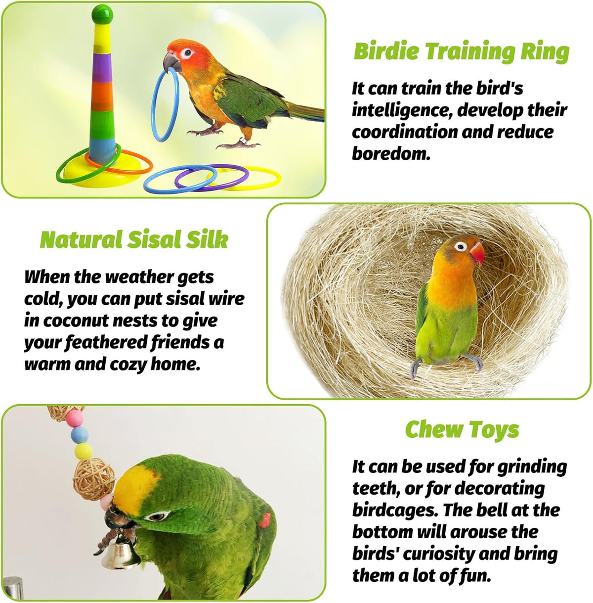 kathson 5Pcs Bird Coconut House with Ladder Parakeet Coconut Nest for Cages Parrot Hut Hanging