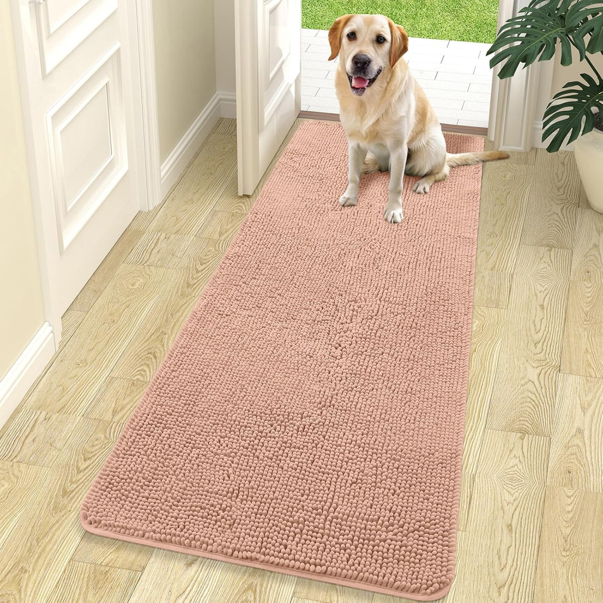 OLANLY Dog Door Mat for Muddy Paws 70x24, Absorbs Moisture and Dirt, Absorbent Non-Slip Washable