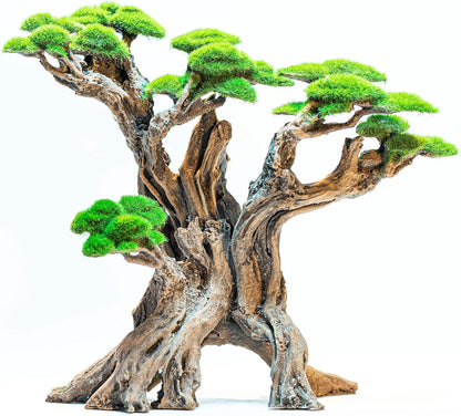 Fish Tank Decor- Bonsai Tree of The Forest with Faux Moss- Aquarium Decoration Aquascaping- Made of