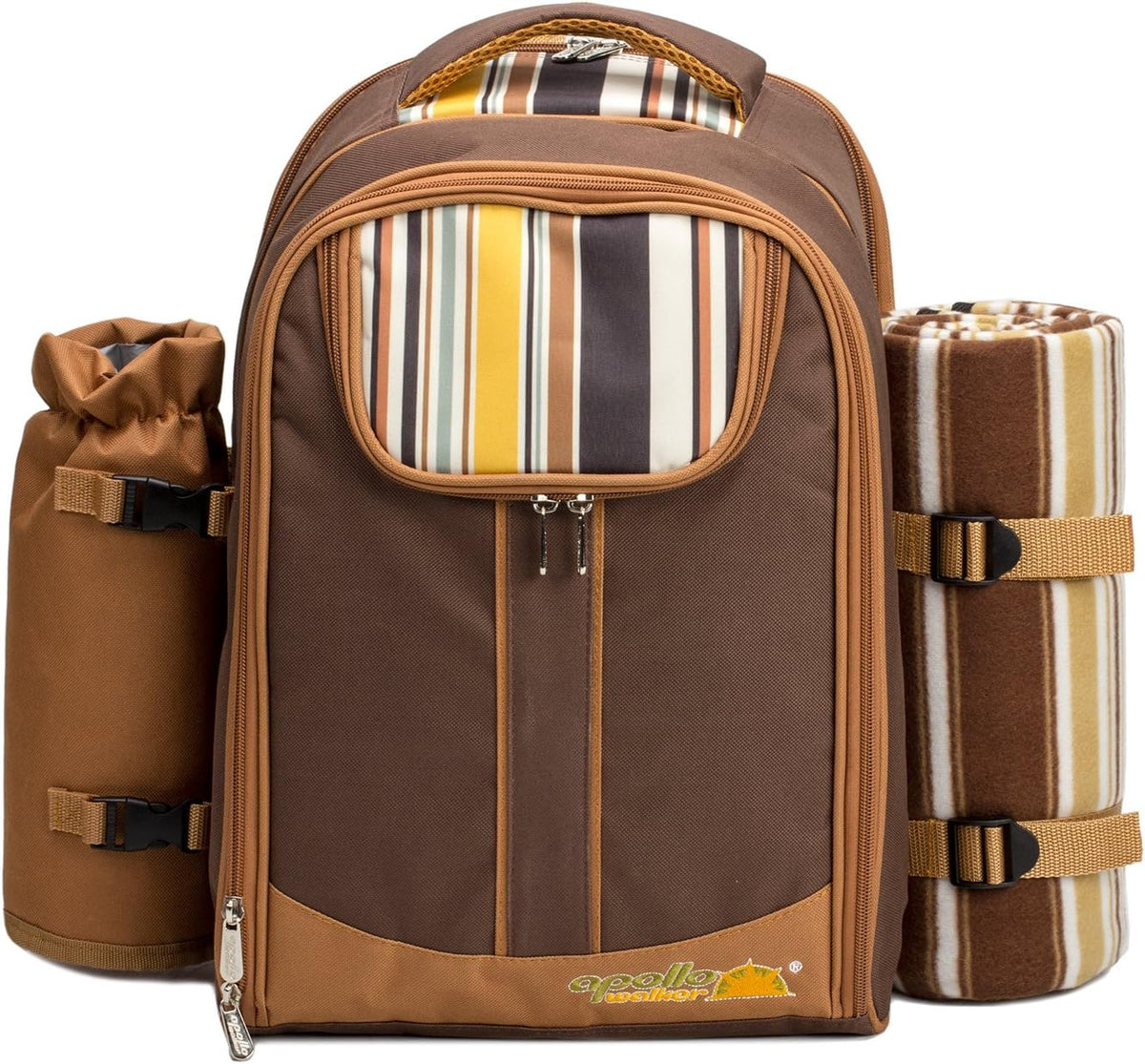 apollo walker Picnic Backpack Bag for 2 Person with Cooler Compartment, Detachable Bottle/Wine