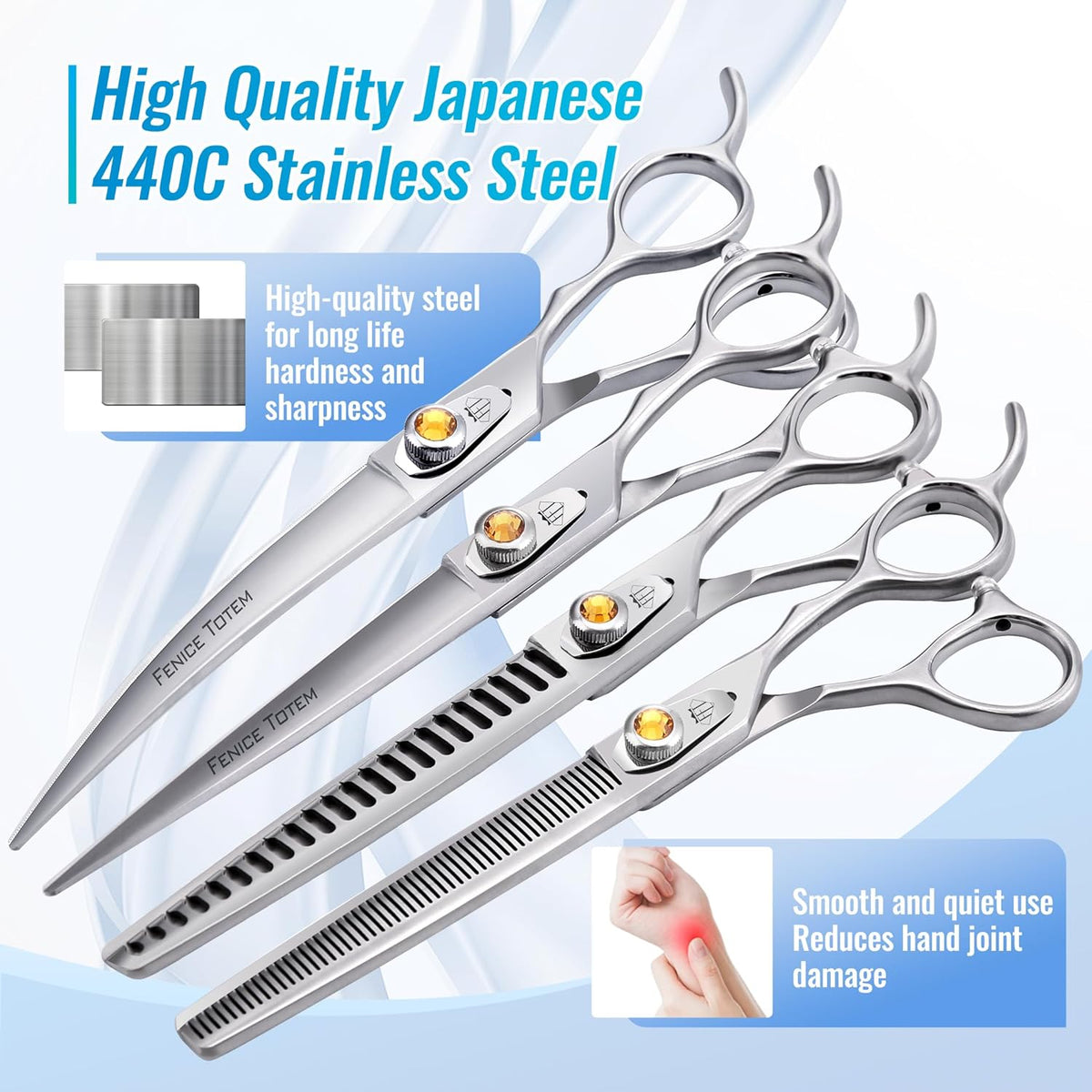 Fenice Professional Dog Grooming Scissors: Shears Set for Dogs Trimming Made Of Japanese 440C