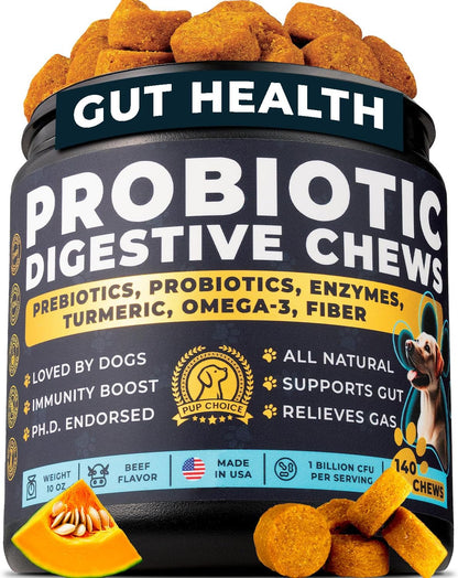 Probiotics for Dogs - PhD Endorsed Digestive Enzymes - Gut Health, Diarrhea & Bowel Support - Dog