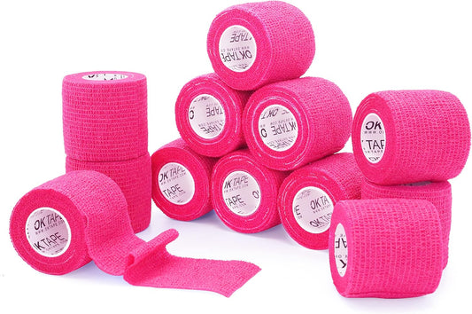 OK TAPE Self Adherent Cohesive Bandages Wrap - 12Packs, 2" x 5 Yards, Non-Woven Self Adhesive