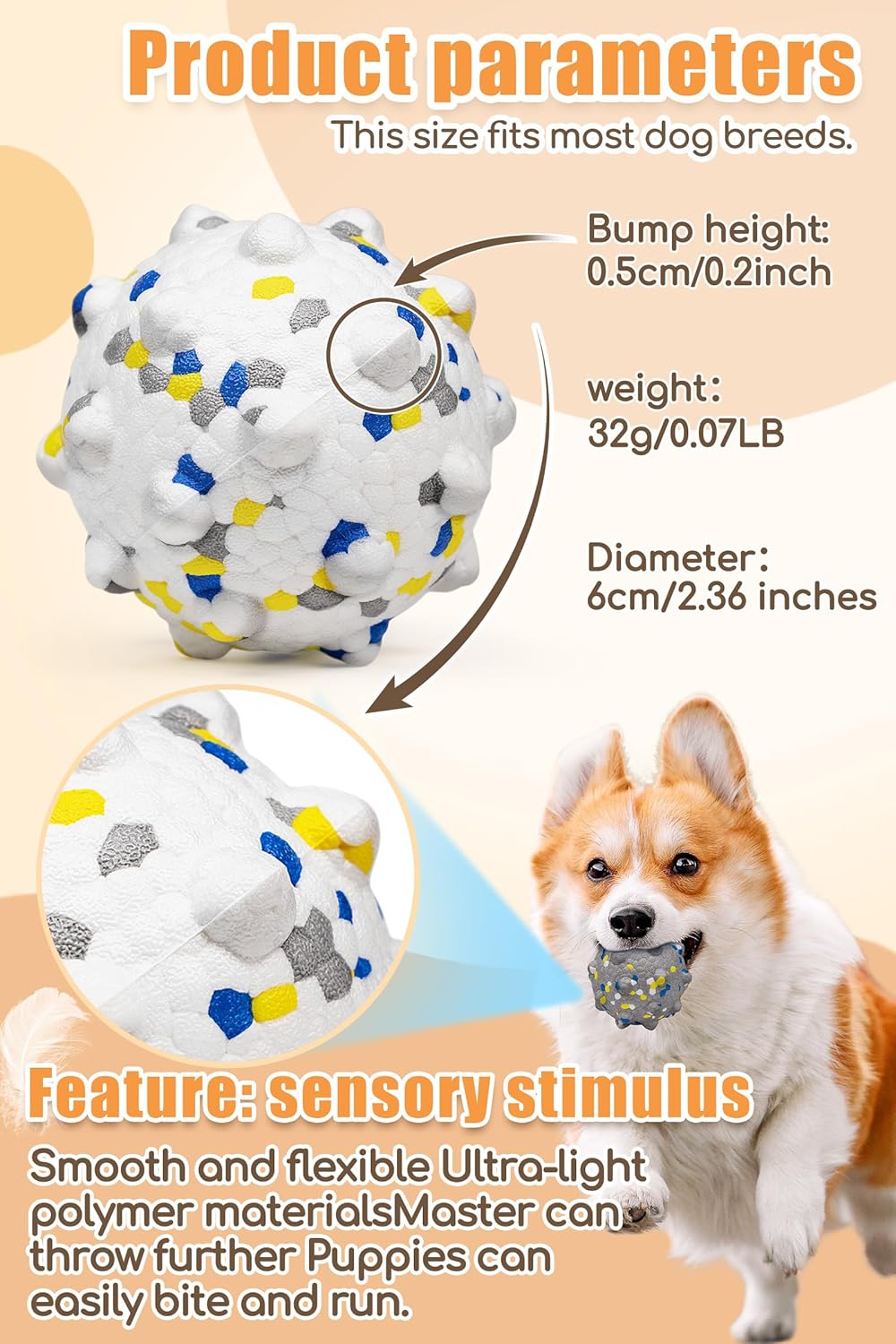 2.36'' Dog Balls for Dogs Aggressive Chewers Indestructible Tennis Durable Bouncy Interactive Dog