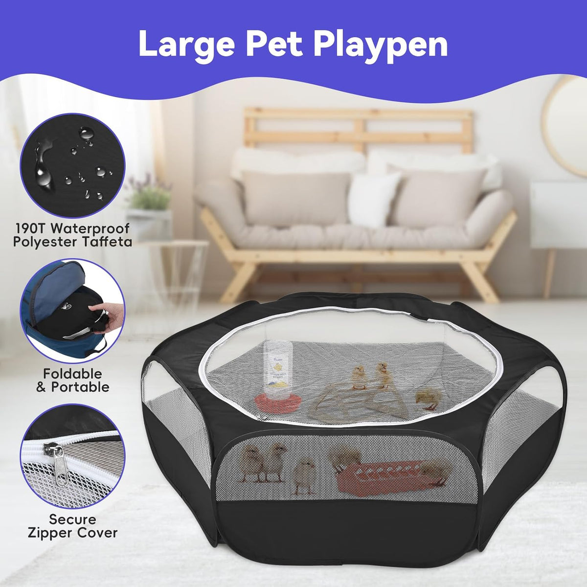 Pawaboo 5-in-1 Chicken Brooder Box for Chick Starter Kit, Includes Pet Cage Tent, Chicks Perch