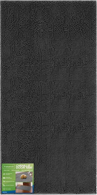 Dog Door Mat for Muddy Paws, 72" x 36" Chenille Absorbent Front Door Mat Inside, Large Runner Mud