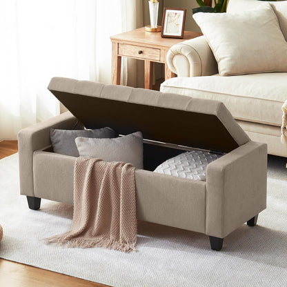 Ottoman with Storage, 48.8" Fabric Storage Ottoman Bench with Hinge, Bedroom Bench, Upholstered