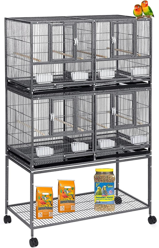Double Stackable Center Divided Side Nesting Box Doors Breeder Breeding Bird Flight Double Rolling