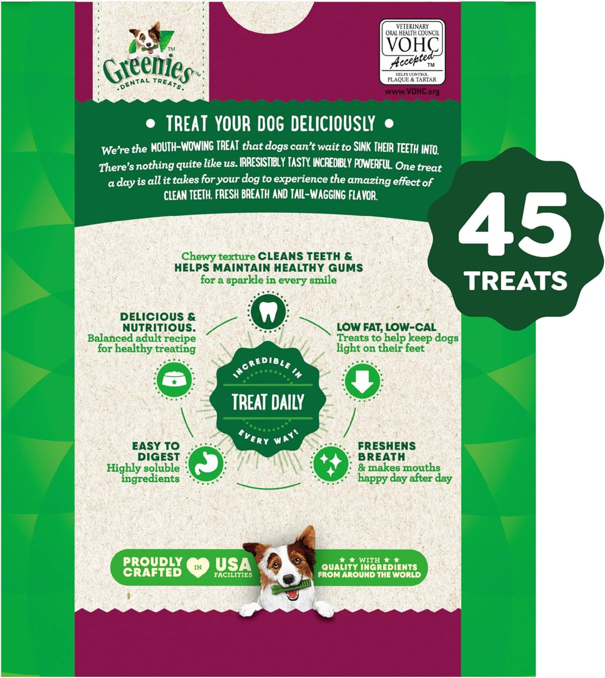 Greenies Weight Management Petite Dog Dental Chews Weight Control Dog Treats, 27 oz. Pack (45