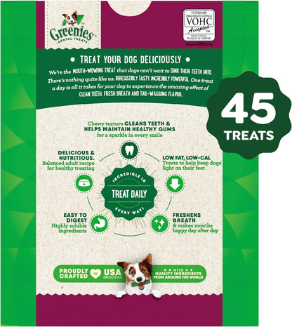 Greenies Weight Management Petite Dog Dental Chews Weight Control Dog Treats, 27 oz. Pack (45