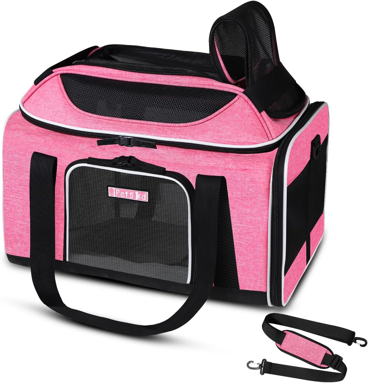 Petskd Top-Expandable Pet Carrier 17x11x9.5 Inches Alaska Airline Approved, Soft-Sided Carrier for