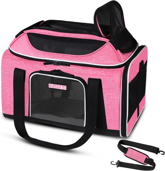 Petskd Top-Expandable Pet Carrier 17x11x9.5 Inches Alaska Airline Approved, Soft-Sided Carrier for