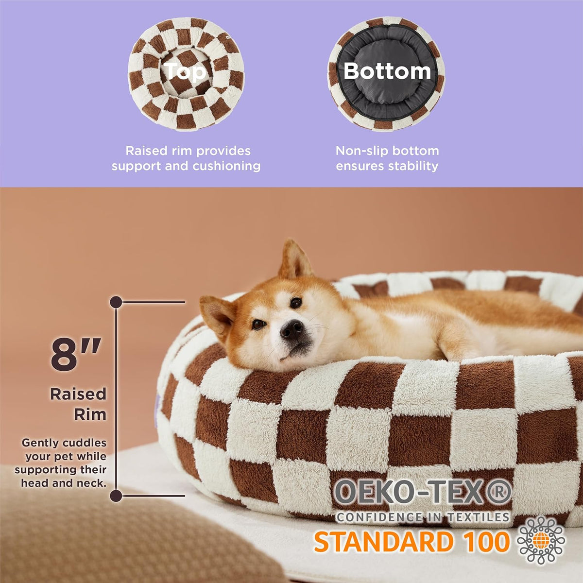 LE SURE Donut Large Dog Bed - Round Cat Beds for Indoor Anti-Anxiety Calming Pet Beds, Washable