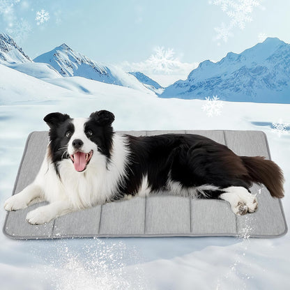 Dog Cooling Mat for Large Dogs - 35x23 Orthopedic Memory Foam Pet Pad for Summer, QMAX>0.5