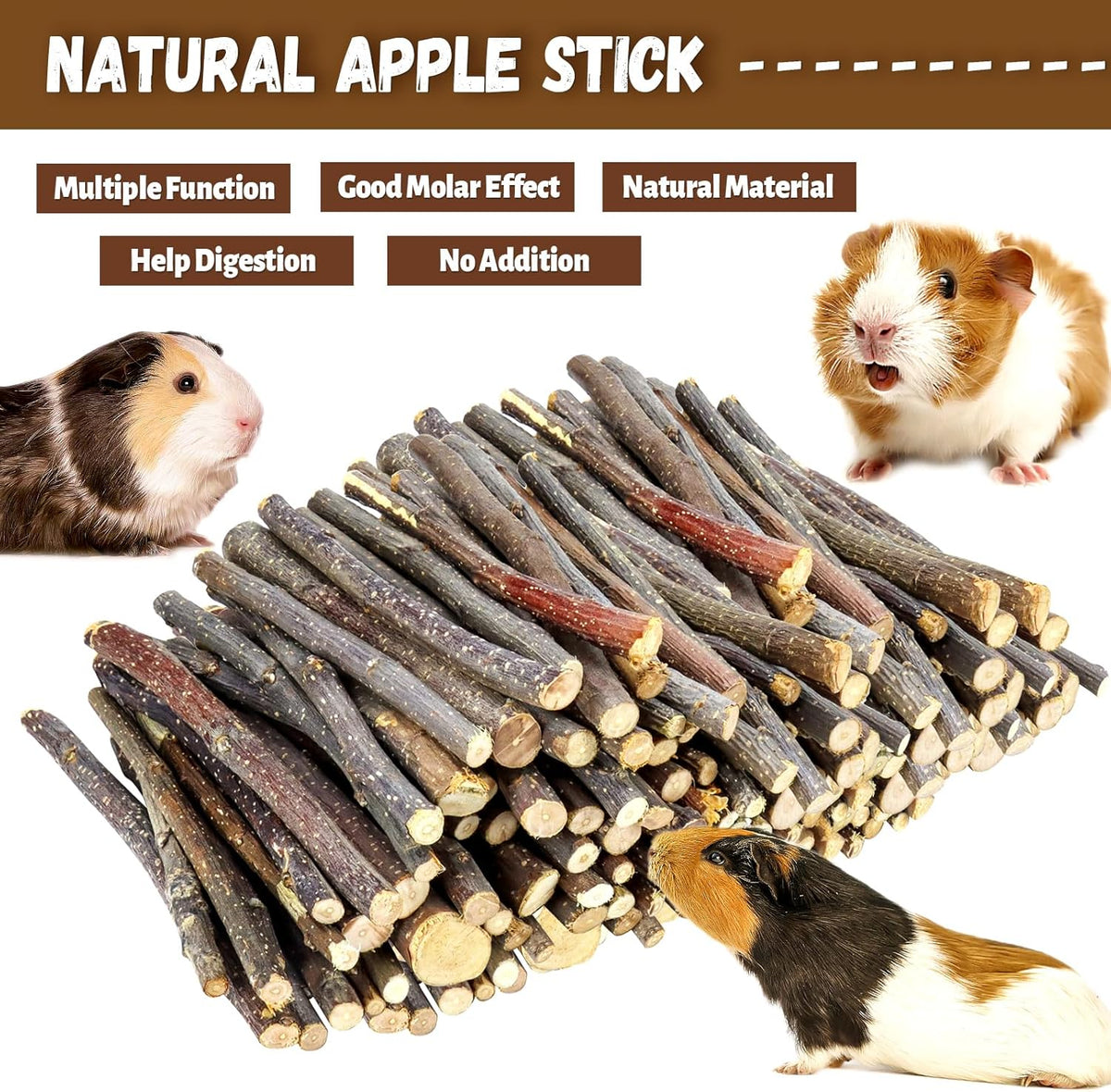 900g/2lb Small Apple Sticks Animals Molar Wood Treats Toys for Rabbits Chinchillas Guinea Pig