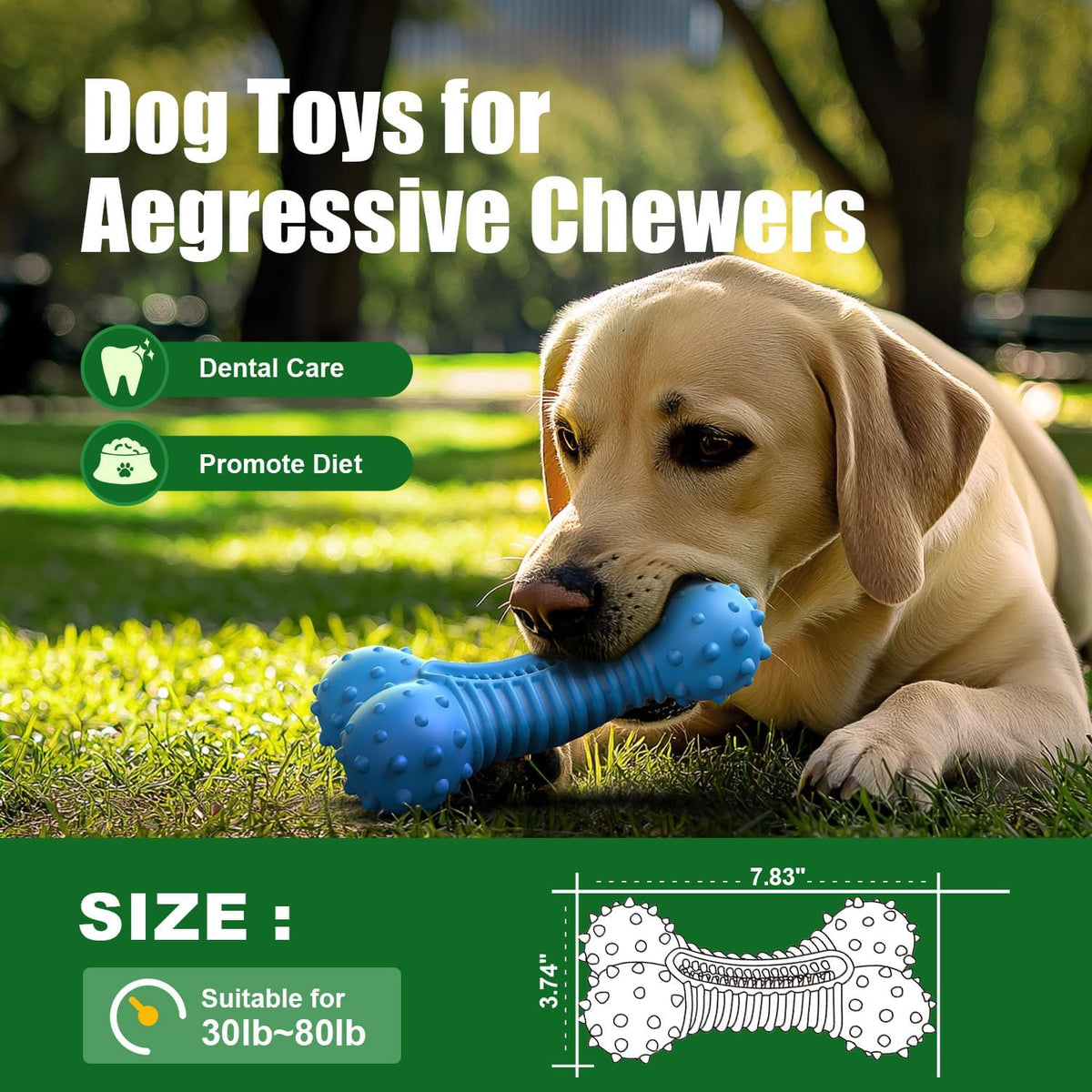 Dog Toys for Aggressive Chewers, Chew Toys for Medium Large Dogs, Durable Natural Rubber Toys with