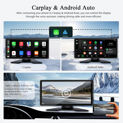 RV Backup Camera with Carplay Android Auto for RV Horse Trailer Semi Box Truck,1080P HD 4 Splits