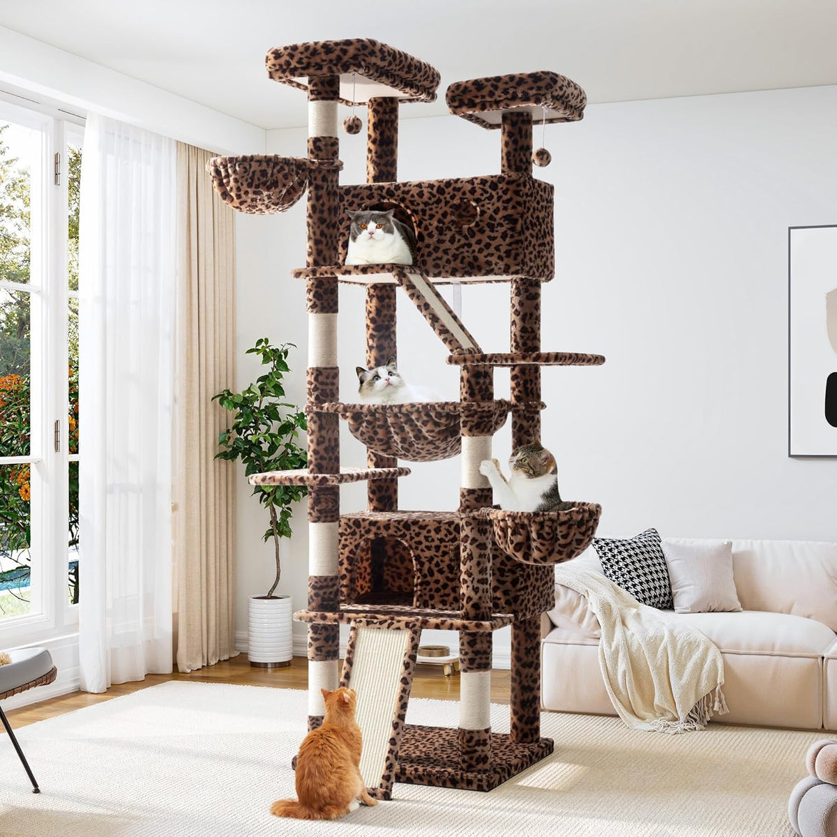 Allewie 81 Inches Tall Cat Tree/Multi-Level Large Climbing Tree House and Towers for Big