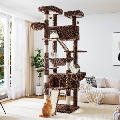Allewie 81 Inches Tall Cat Tree/Multi-Level Large Climbing Tree House and Towers for Big