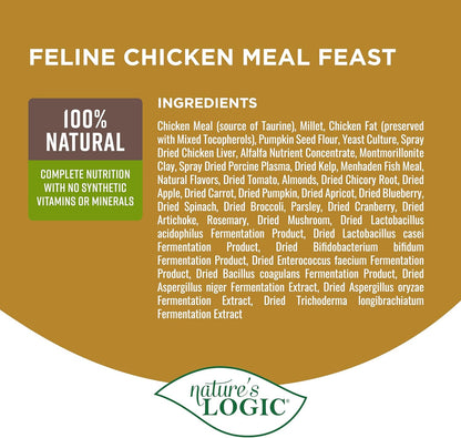 Nature's Logic Feline Chicken Meal Feast Cat Food - High-Protein Dry Food for Cats, 100% Natural