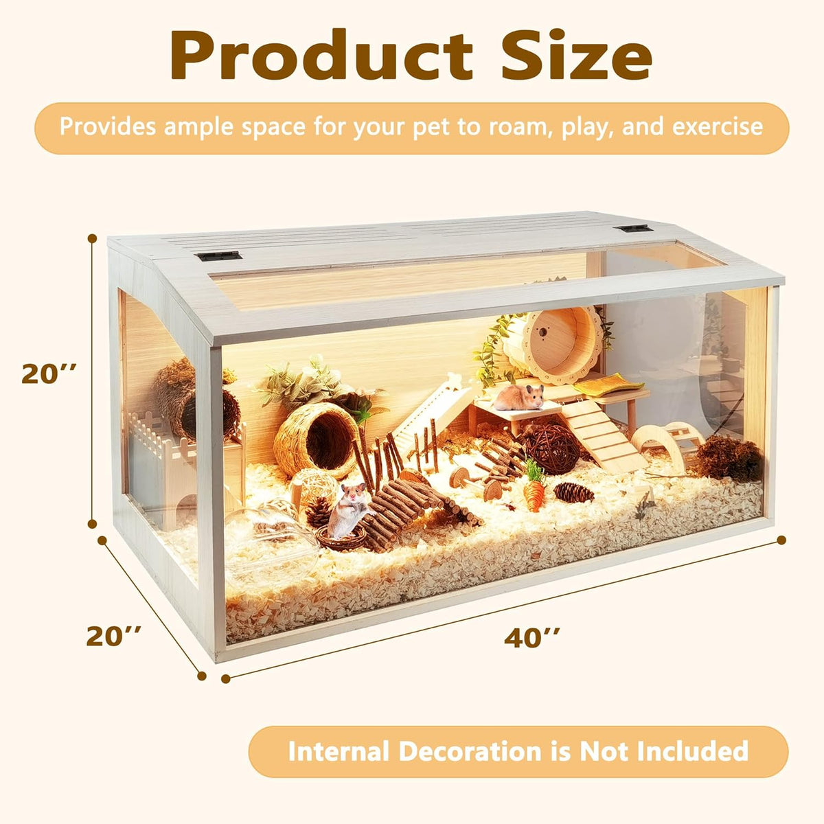 Prolee Hamster Cage Chewproof Wood, Mice and Rat Habitat Openable Top with Acrylic Sheets Solid