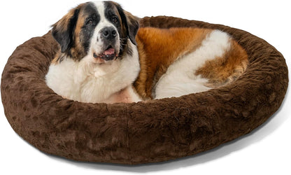 Best Friends by Sheri Original Calming Donut Dog and Cat Bed, Lux Faux Fur, Dark Brown, XL (45in x