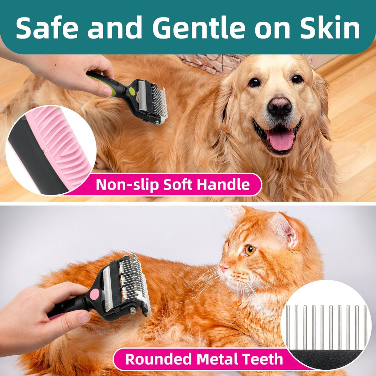 3-IN-1 Pet Grooming Tool - Undercoat Rake, Dematting Comb & Deshedding Brush for Cats & Dogs