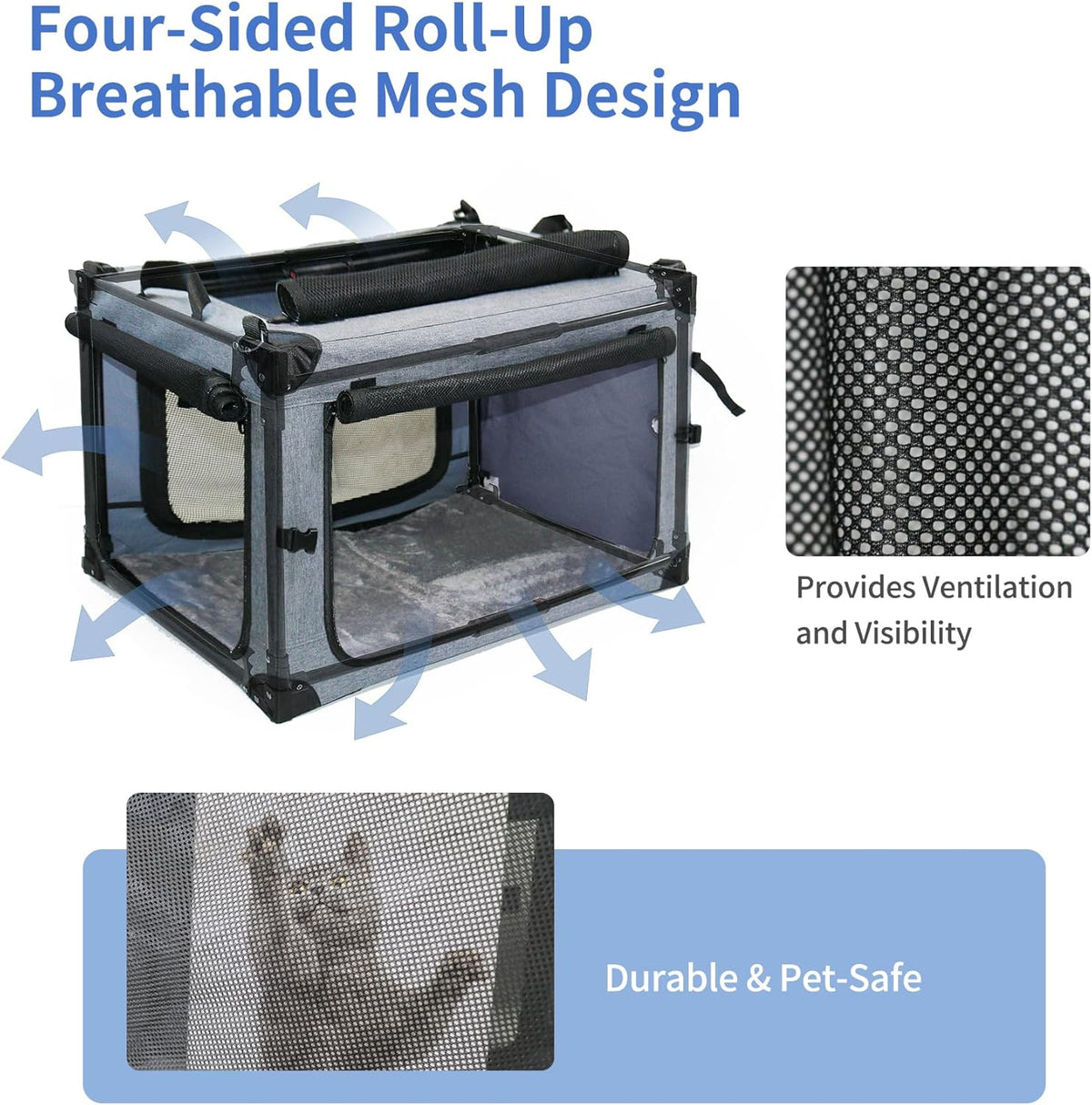 NEZUC Soft Collapsible Dog Crate - 24 Inch Portable Soft Sided Travel Dog Crates for Small Dogs