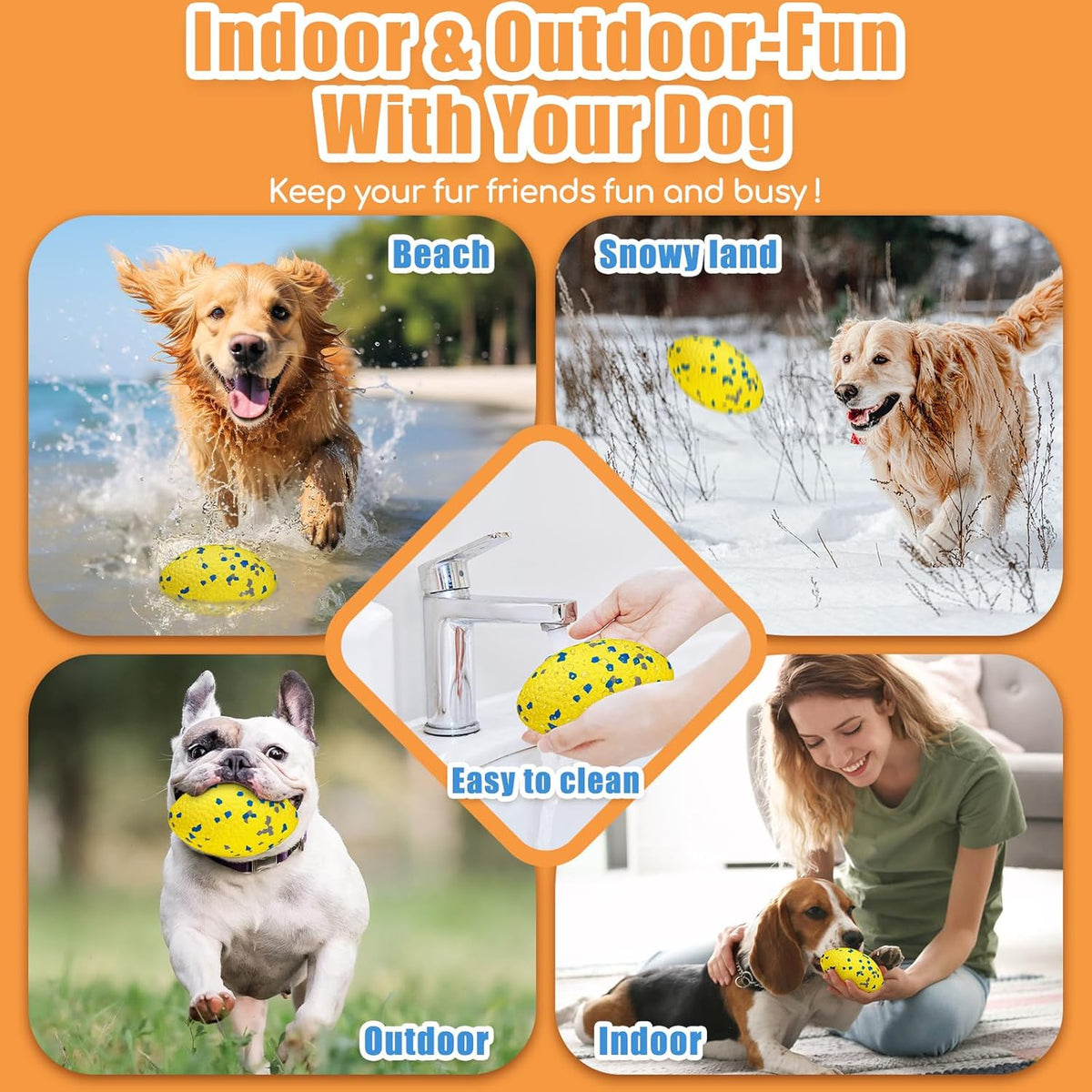 4.72" Indestructible Large Rugby Balls for Aggressive Chewers Durable Olive Bouncy Interactive