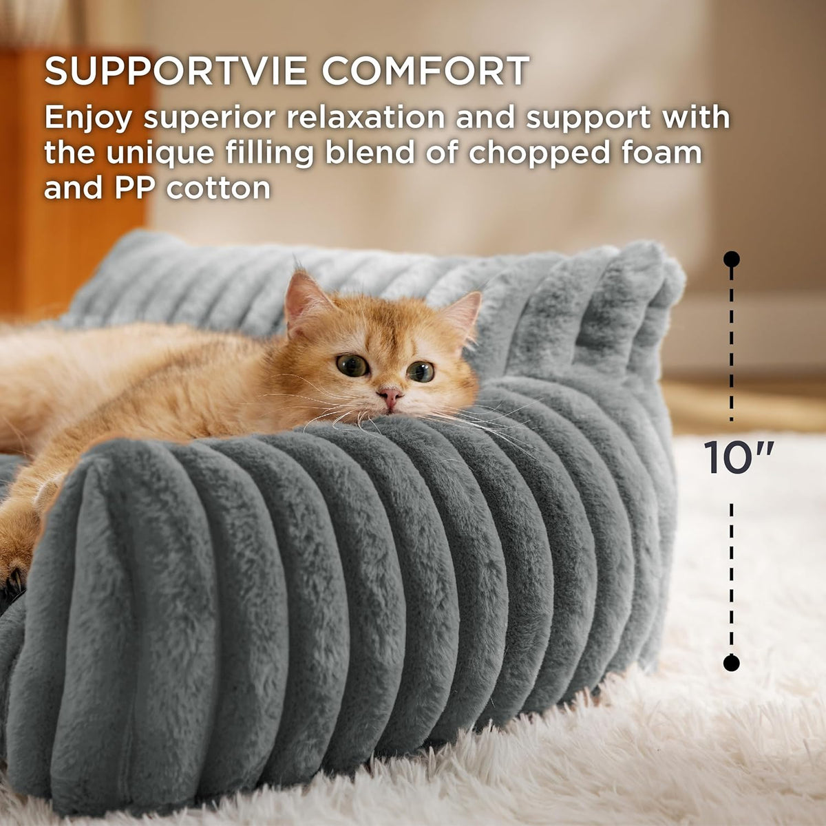 Bedsure Cute Cat Couch for Pets - Fluffy Small Dog Sofa with Premium Soft Corduroy Fleece, Pet Sofa