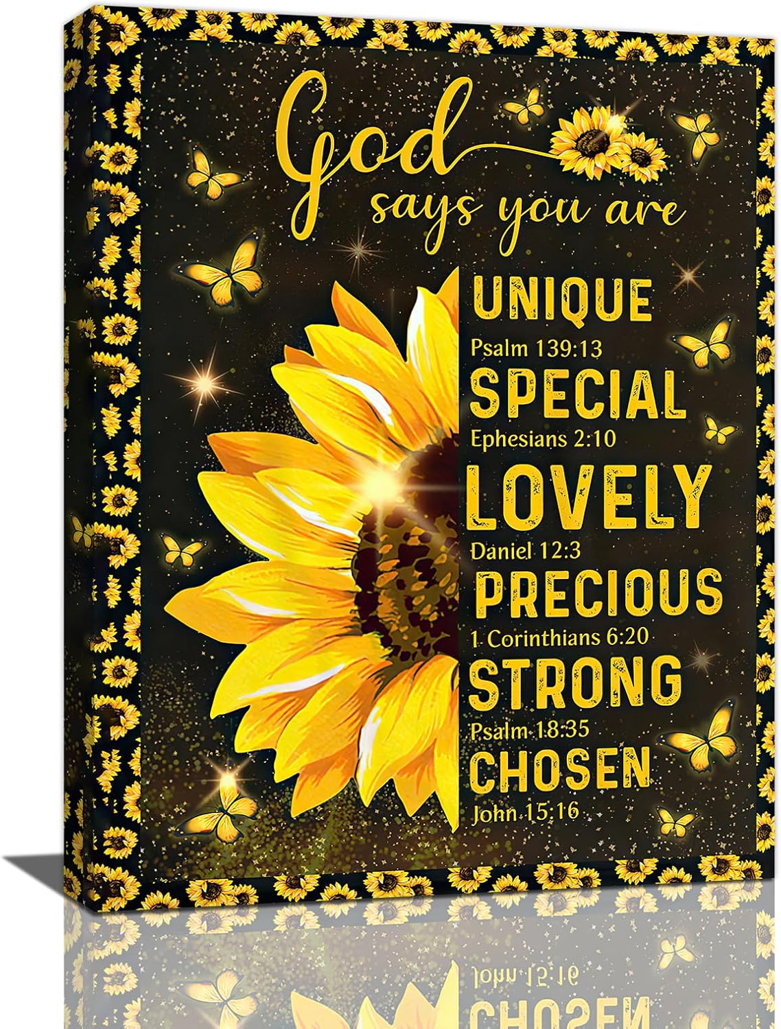 Christian Sunflower Bathroom Pictures Wall Art, Bible Verse Bathroom Wall Decor for Bedroom Office