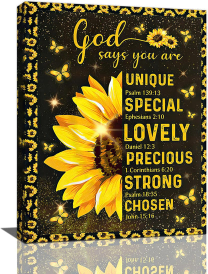 Christian Sunflower Bathroom Pictures Wall Art, Bible Verse Bathroom Wall Decor for Bedroom Office