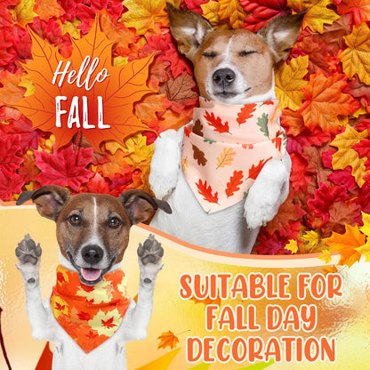 Weewooday 50 Pcs Fall Dog Bandanas Bulk Pumpkin Maple Leaves Thanksgiving Autumn Bandanas for Bibs