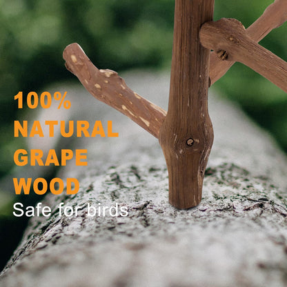 Bird Perch Stand Toy, Natural Grapevine Wood Parrot Perch Bird Cage Branch Accessories for