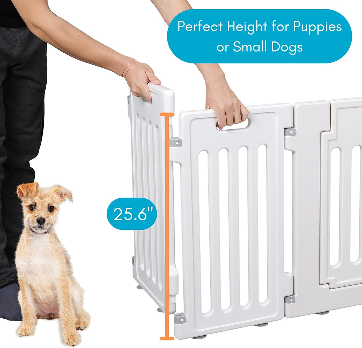 BIRDROCK HOME Dog Playpen w/Door, 8 Panel, 25.6in H | Strong Plastic, Non-Slip Puppy Playpen