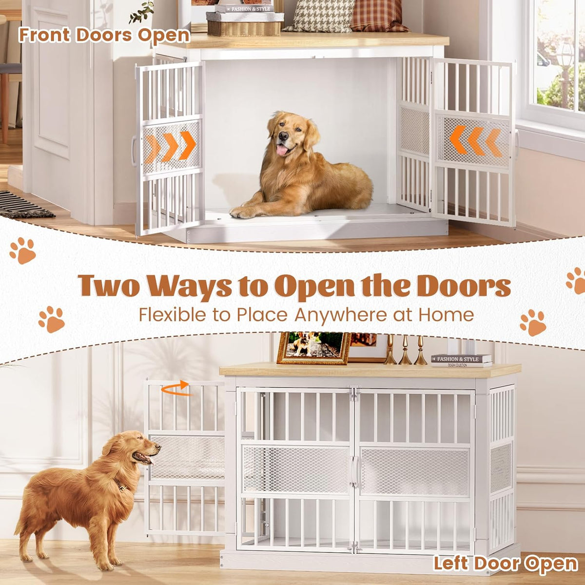 VOPEAK Dog Crate Furniture, Chew Resistant Dog Crate for Dogs, Heavy Duty Dog Crates Dog Kennel