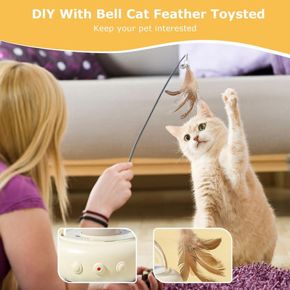 hooroor 2-in-1 UFO Laser Cat Toy – Automatic Motion with Feather, Rechargeable Smart Sensor