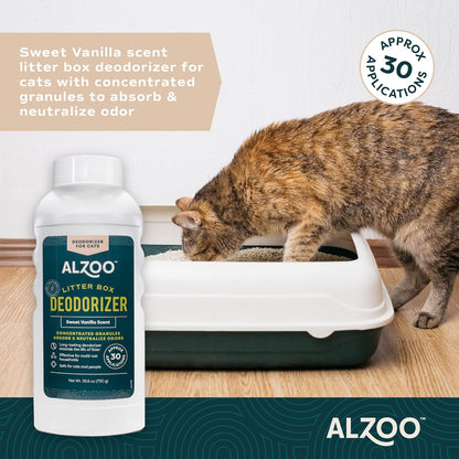 ALZOO Cat Litter Deodorizer, Concentrated Granules Absorb & Help Neutralize Odors, 100% Plant-Based
