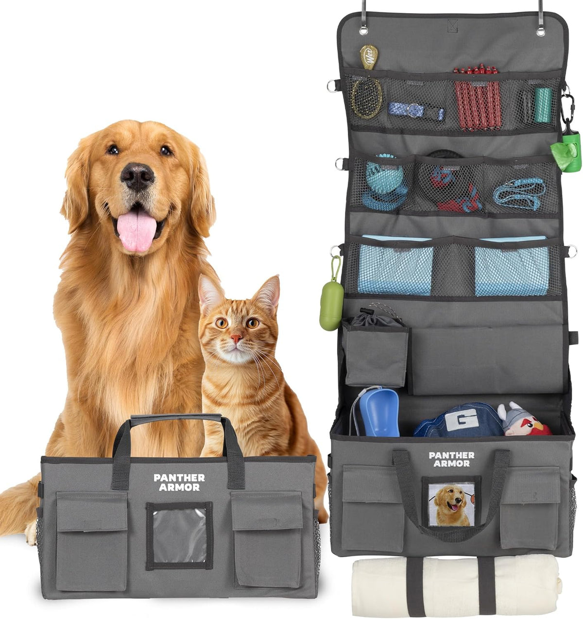 Panther Armor Dog Travel Bag- Hanging Dog Organizer & Pet Storage Tote Bag for Supplies,mWaterproof