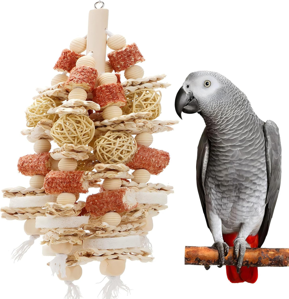 Bird Toys That is 17.5 Inches in Length, Parrot Toy Designed for Chewing Features Natural Corn cob