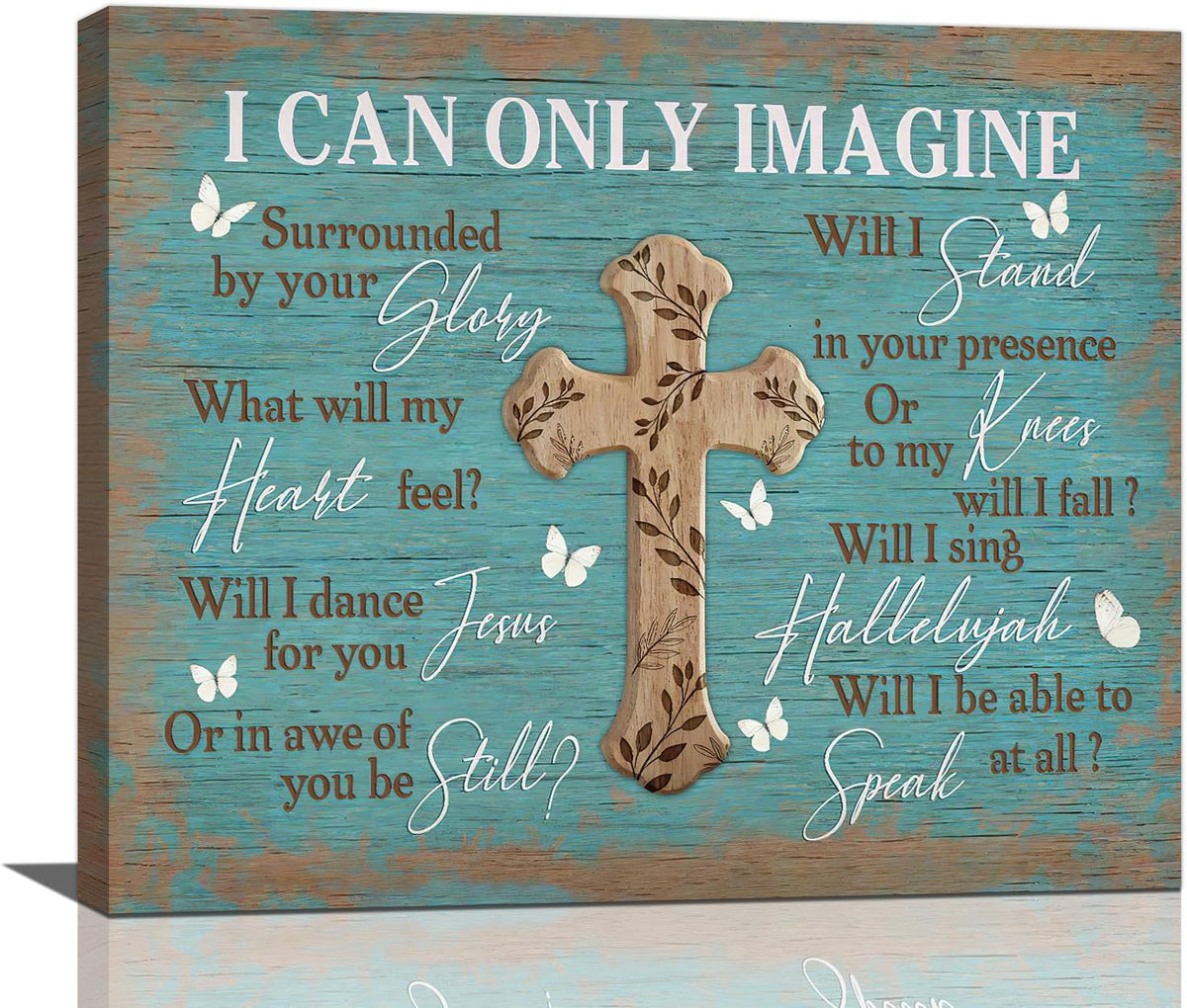 Rustic Christian Cross Wall Art I Can Only Imagine Pictures Farmhouse Butterfly Wall Decor Teal