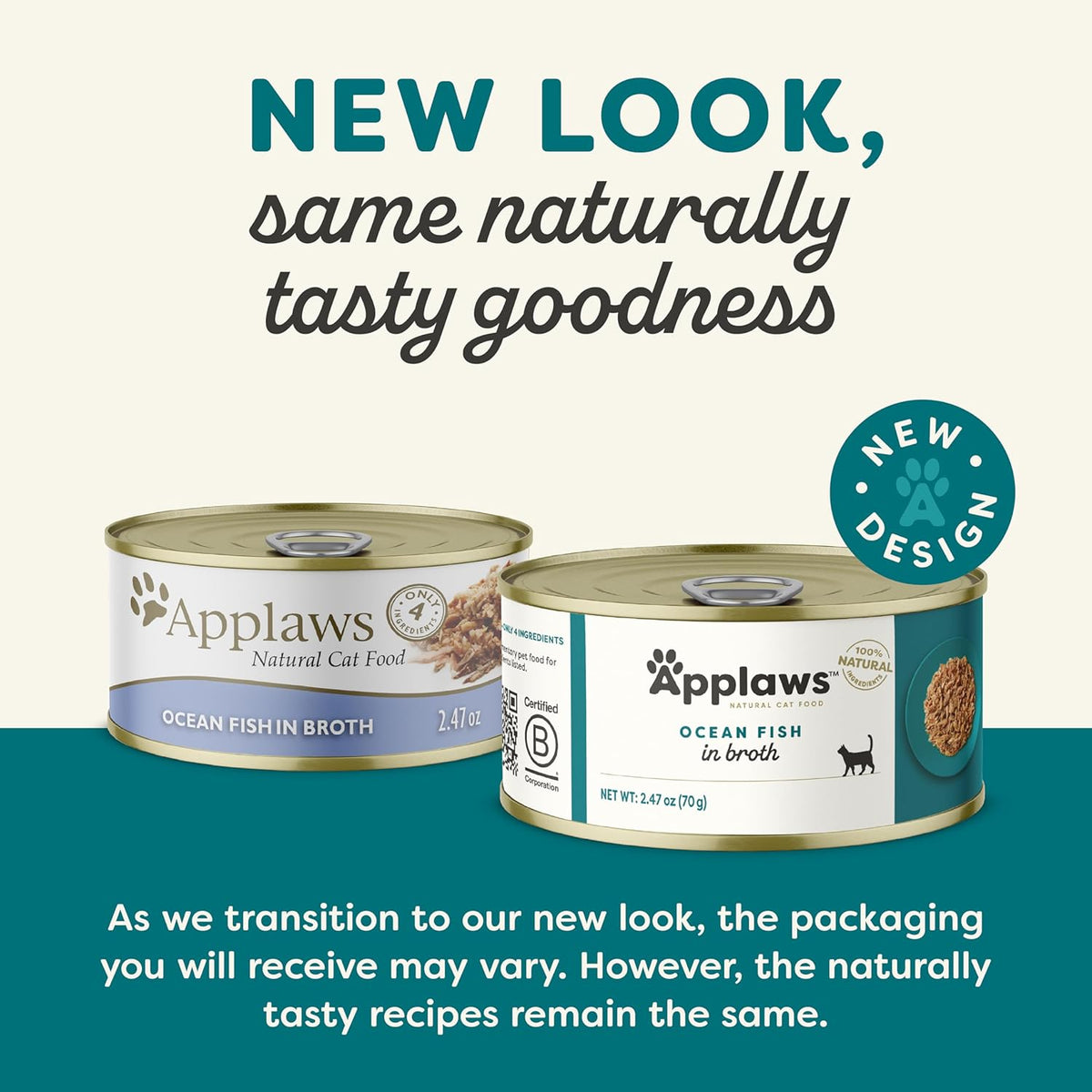 Applaws Natural Wet Cat Food, 24 Count, Limited Ingredient Canned Wet Cat Food, Ocean Fish in