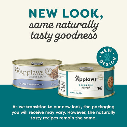 Applaws Natural Wet Cat Food, 24 Count, Limited Ingredient Canned Wet Cat Food, Ocean Fish in