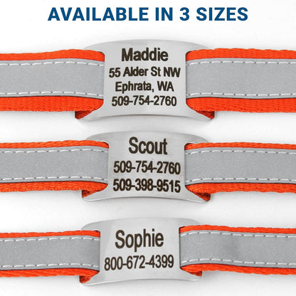 GoTags Reflective Personalized Dog Collar with Nameplate, Adjustable Dog Collar with Custom