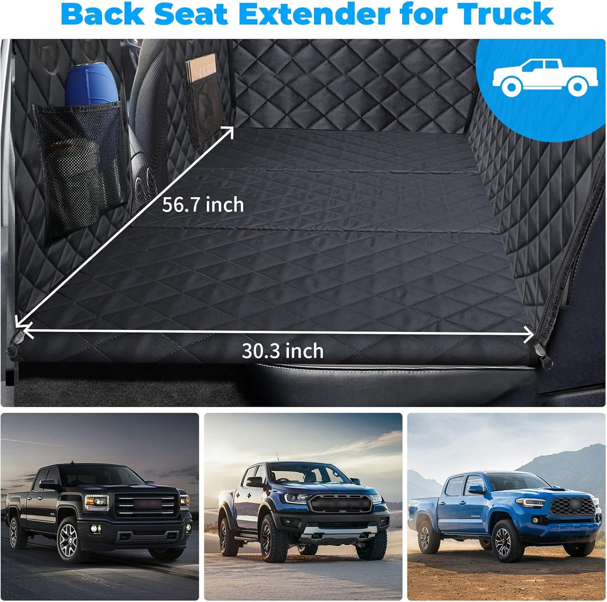 URPOWER XL Dog Back Seat Extender for Crew Cab Truck, Hard Bottom Dog Car Seat Cover Waterproof
