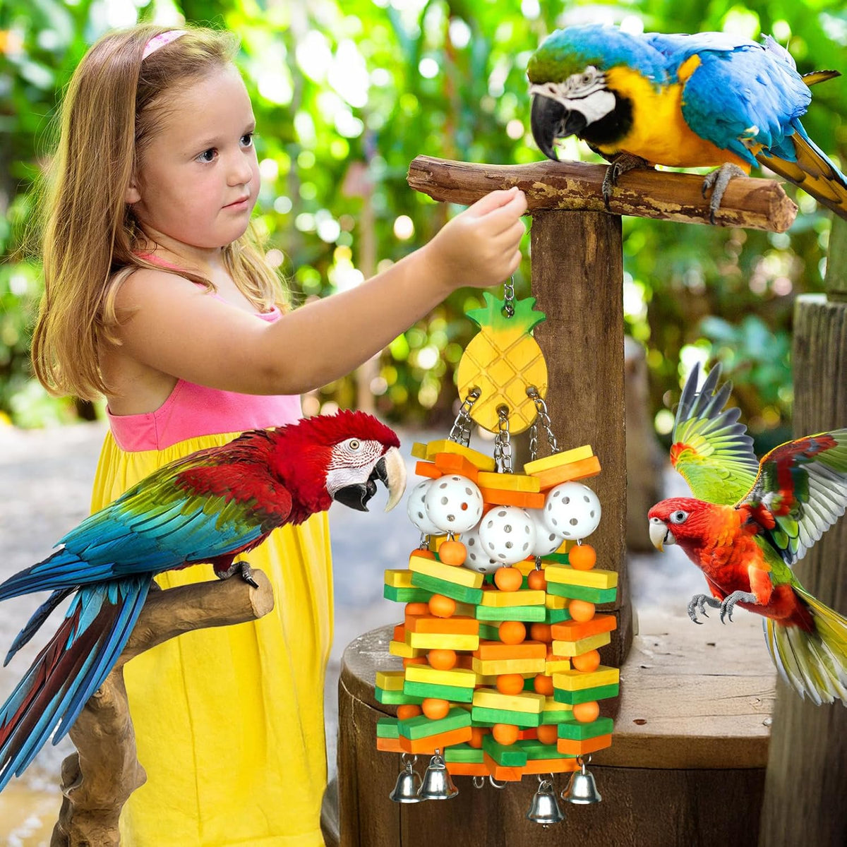 Parrot Toys 18 inches Bird Shredding Toys for Medium Large Parrots, Cockatiels, Macaw, African
