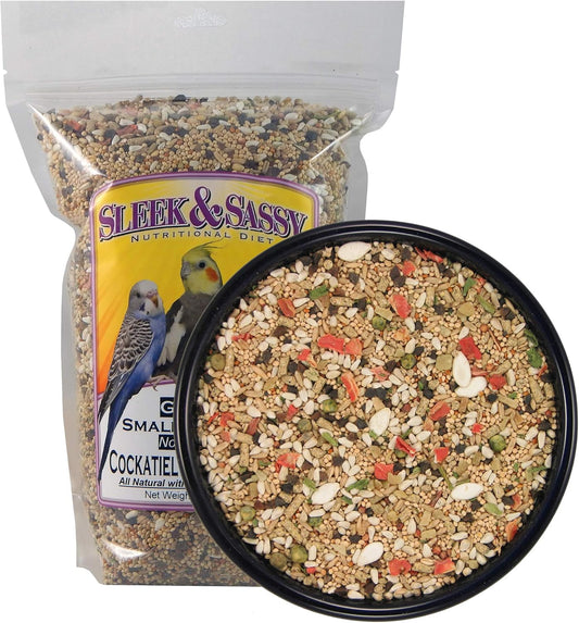 SLEEK & SASSY Garden Small Hookbill No Sunflower Bird Food for Lovebirds, Cockatiels, Quaker