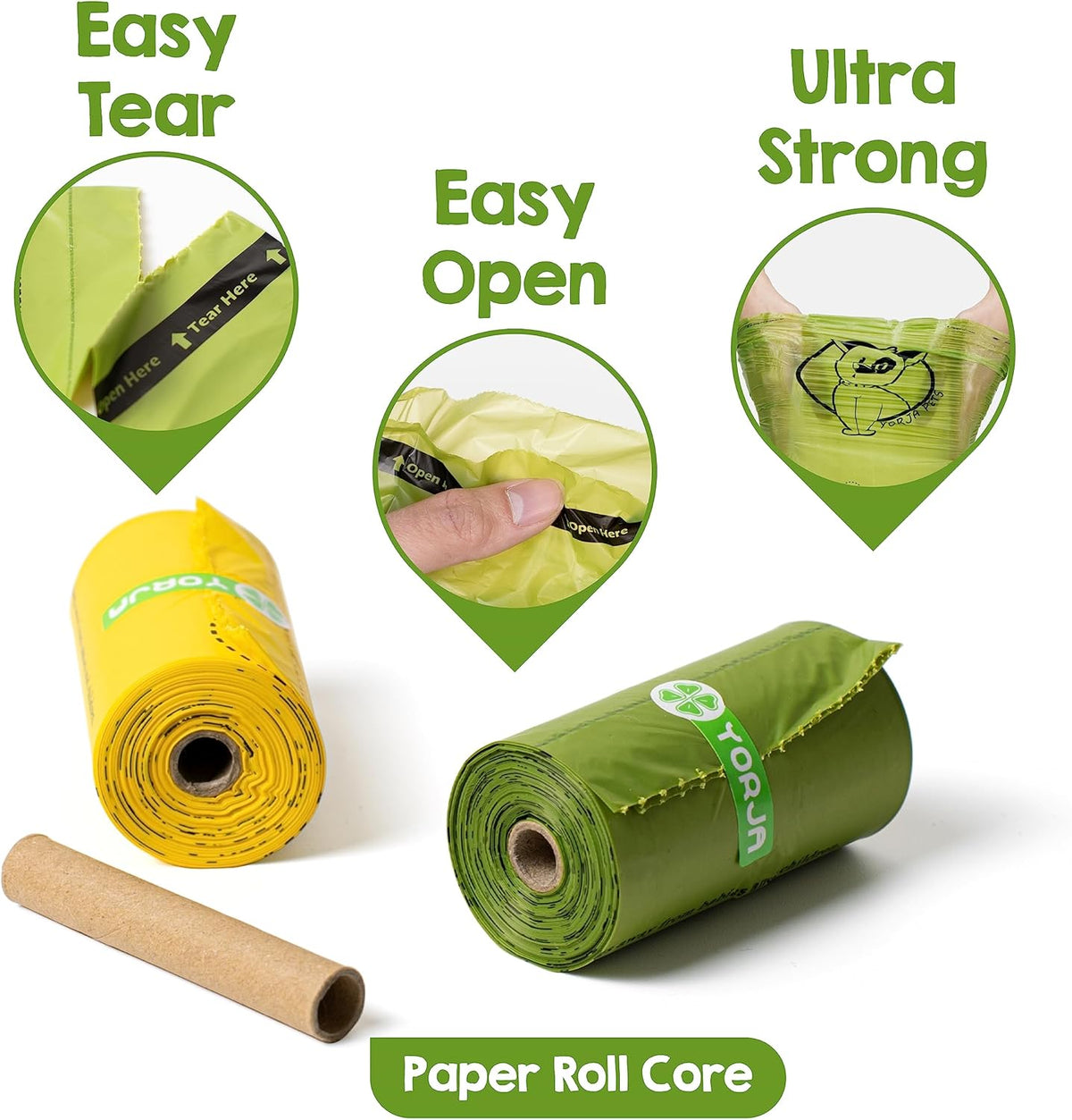 YORJA Dog Poop Bags Rolls with Dispenser & Holder, 510 Pet Waste Bags, 100% Leak Proof Extra Thick
