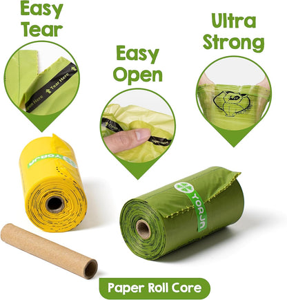 YORJA Dog Poop Bags Rolls with Dispenser & Holder, 510 Pet Waste Bags, 100% Leak Proof Extra Thick