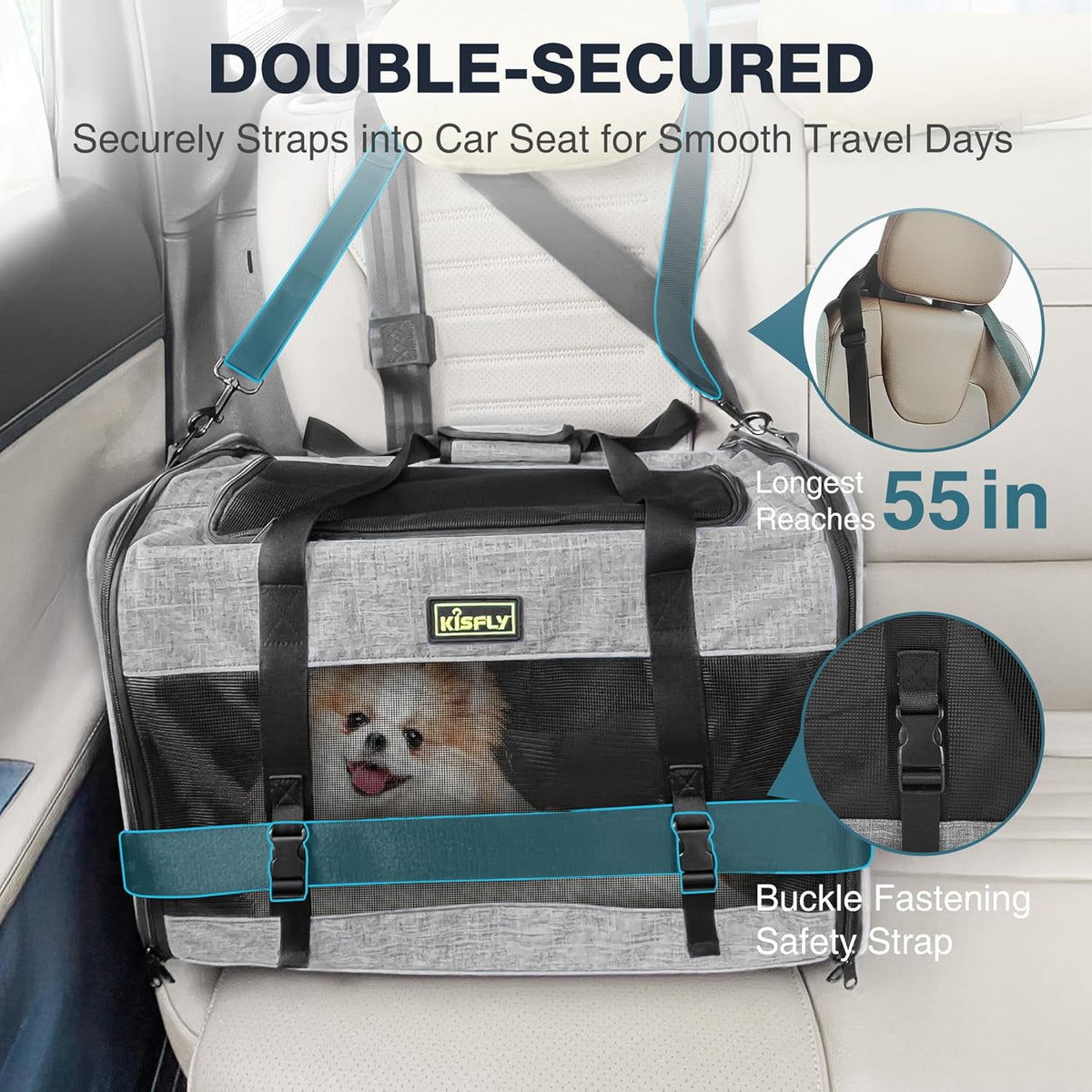 Cat Carrier for 2 Cats/Kitten, Pet Carrier for Cat, Puppy, Small Dog & Bunny, Foldable Soft-Sided
